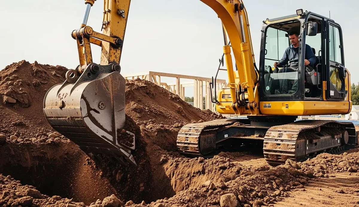 Excavated foundation hole on a residential building site